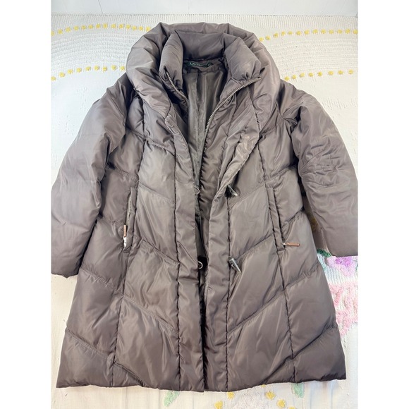 Lauren Ralph Lauren Womens Taupe Down Filled Puffer Toggle Parka Coat Large - Picture 4 of 13